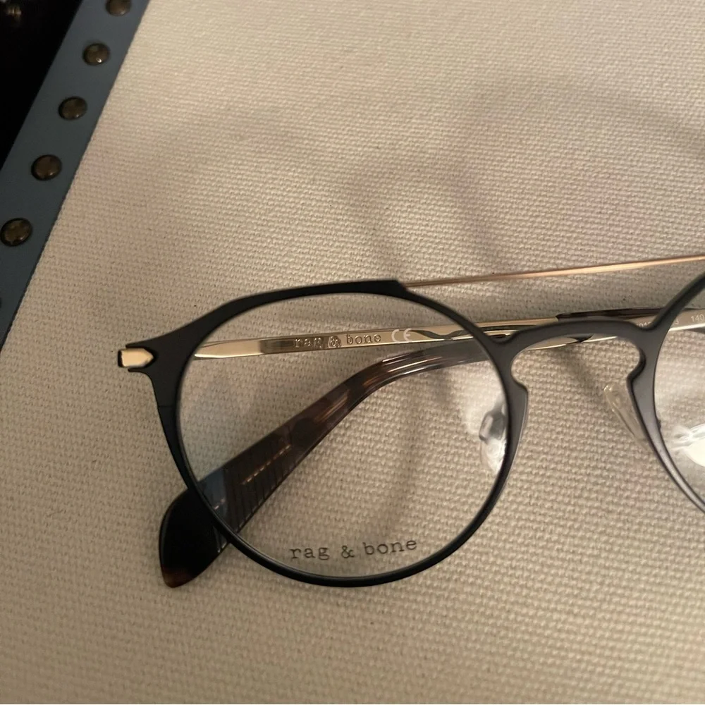 rag & bone Men's/Unisex Navy Round Titanium-Front Eyeglasses - Picture 6 of 9